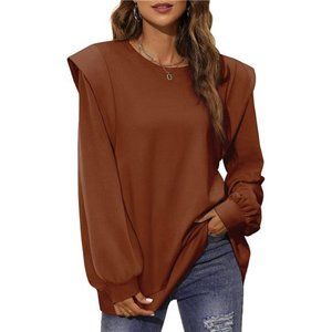 Sweatshirt Long Sleeve Shoulder Pad Tunic Top